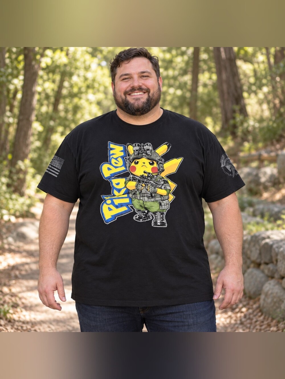 Men’s 2XL Black Pika-Pew Tactical Graphic T-Shirt Short Sleeve